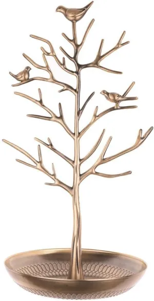 INVIKTUS Silver Birds Tree Jewelry Stand Display Earring Necklace Holder Organizer Rack Tower