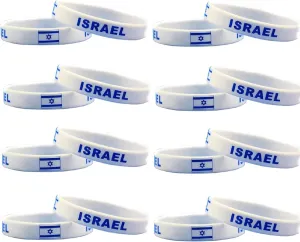Israel Bracelets Silicone Israel Flag Bracelet Bulk, Israelite Wristband Bangle,Unisex One Size Fits All