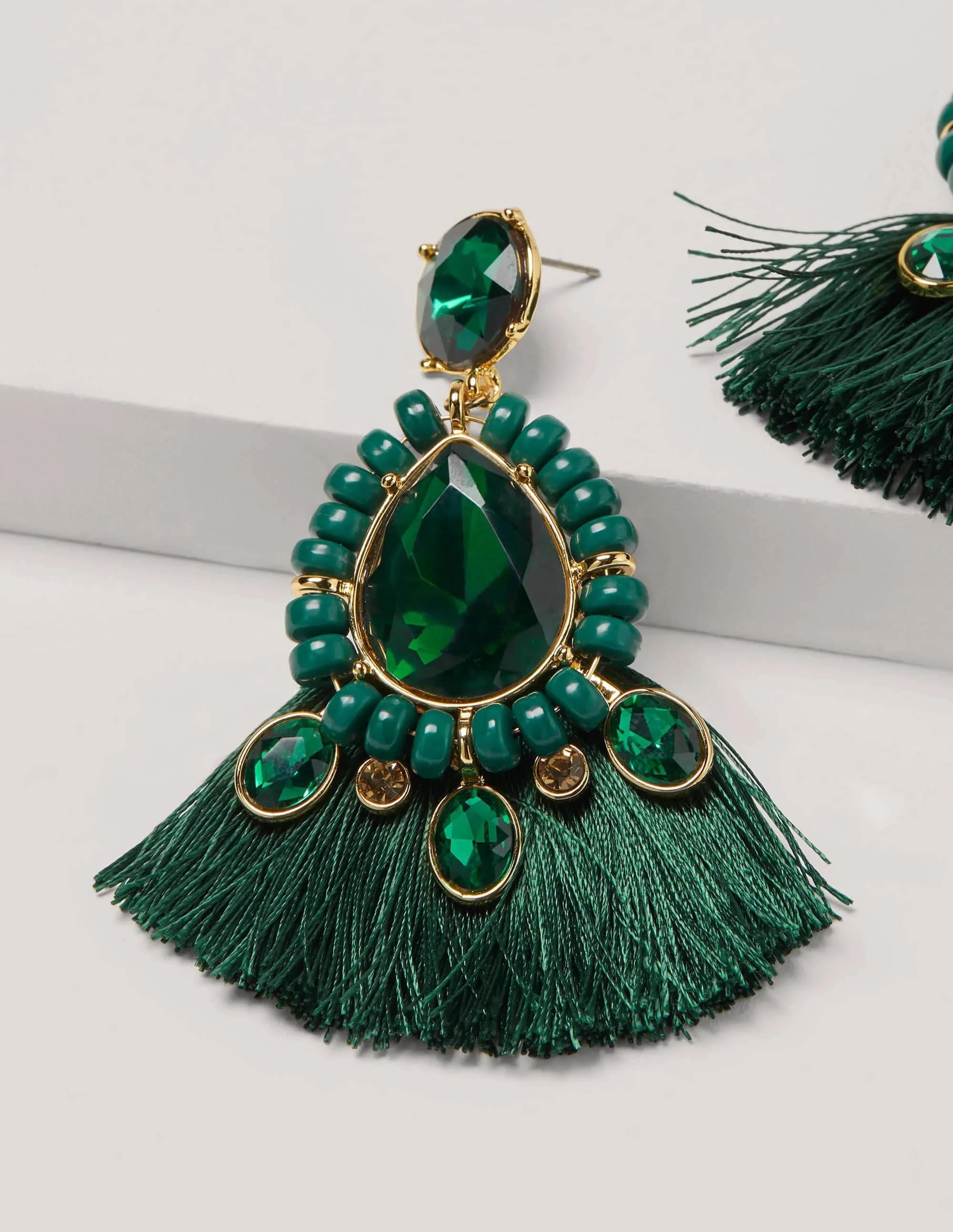 Jewelled Fringe Earrings-Midnight Garden