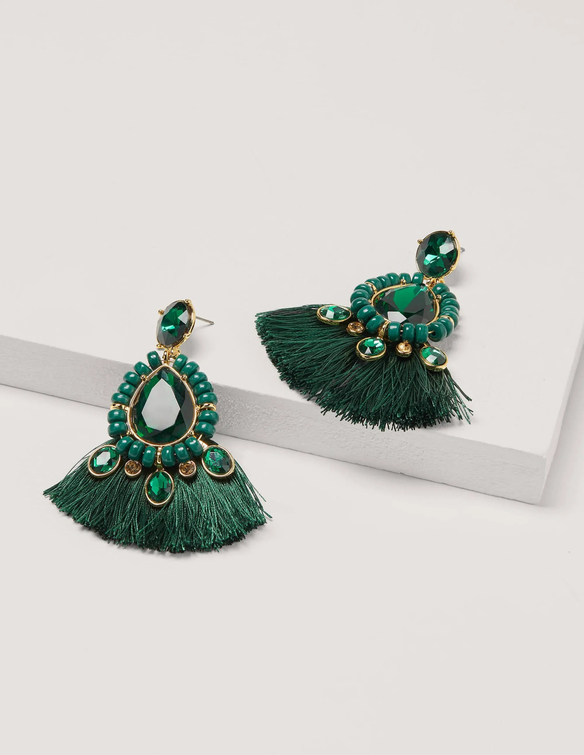 Jewelled Fringe Earrings-Midnight Garden
