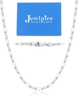 Jewlpire Italian Soild 14K Real Gold Over 925 Sterling Silver Paperclip Chain Necklace for Women, Hypoallergenic & Comfortable Women's Chain Necklaces 16/18/20/22/24/26 Inch