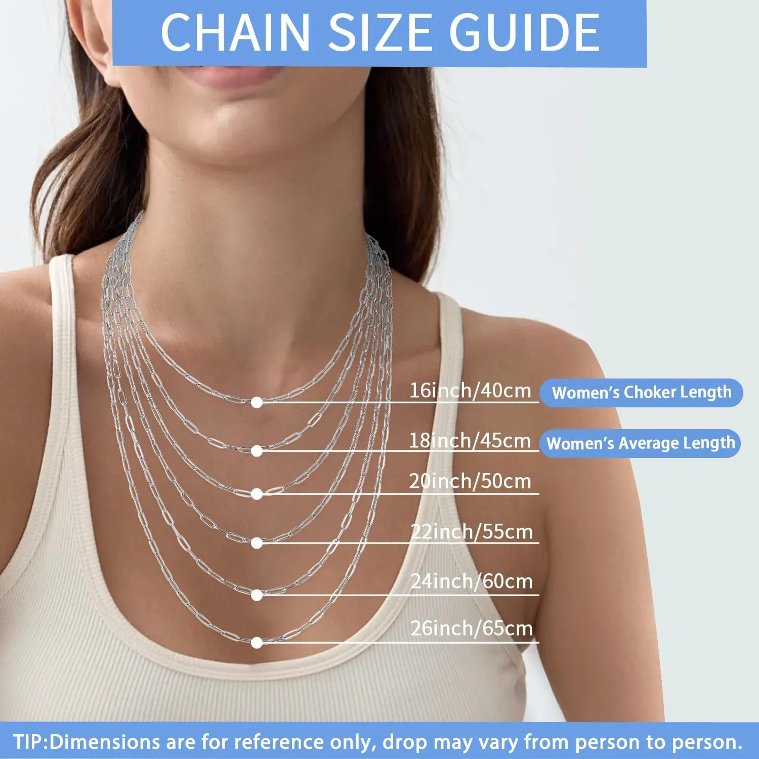 Jewlpire Italian Soild 14K Real Gold Over 925 Sterling Silver Paperclip Chain Necklace for Women, Hypoallergenic & Comfortable Women's Chain Necklaces 16/18/20/22/24/26 Inch