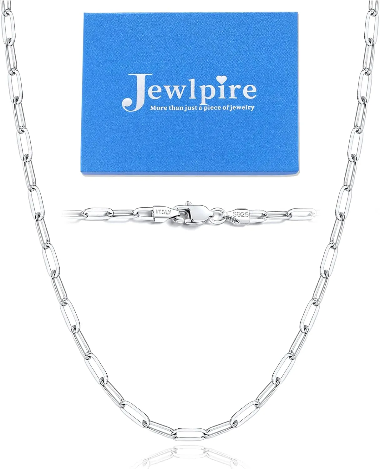 Jewlpire Italian Soild 14K Real Gold Over 925 Sterling Silver Paperclip Chain Necklace for Women, Hypoallergenic & Comfortable Women's Chain Necklaces 16/18/20/22/24/26 Inch