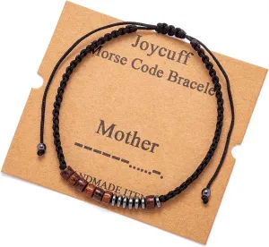JoycuFF Inspirational Morse Code Bracelets for Women Christmas Birthday Gifts for Her Secret Message Funny Jewelry with Wood Beads for Friend Husband Boy Teens Girlfriend