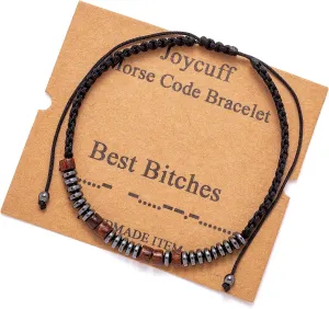 JoycuFF Inspirational Morse Code Bracelets for Women Christmas Birthday Gifts for Her Secret Message Funny Jewelry with Wood Beads for Friend Husband Boy Teens Girlfriend