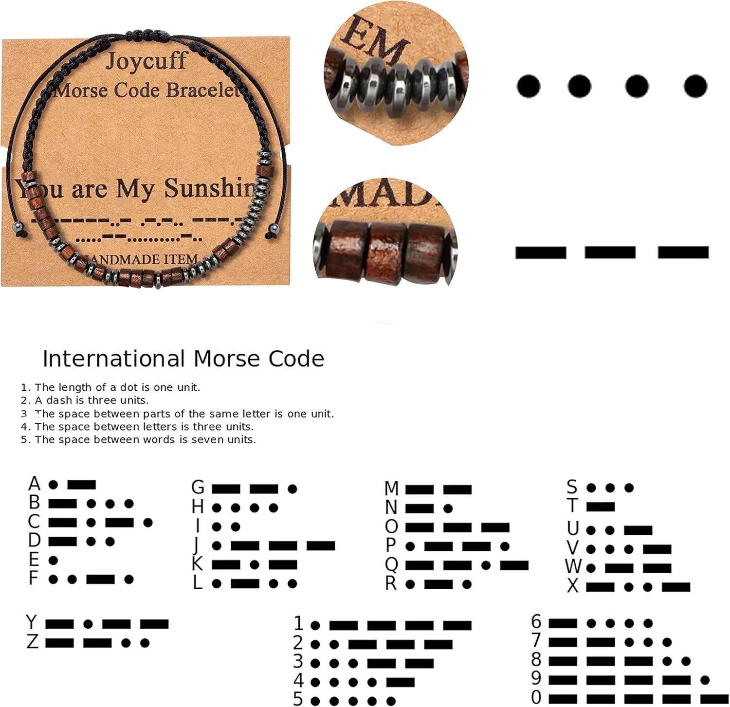 JoycuFF Inspirational Morse Code Bracelets for Women Christmas Birthday Gifts for Her Secret Message Funny Jewelry with Wood Beads for Friend Husband Boy Teens Girlfriend