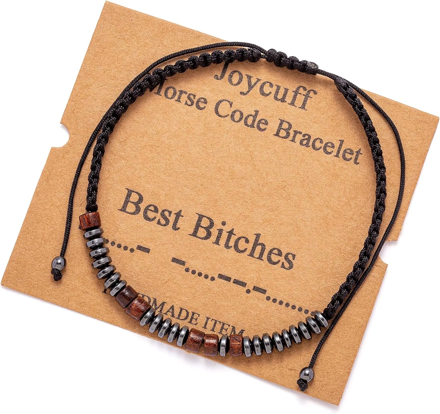 JoycuFF Inspirational Morse Code Bracelets for Women Christmas Birthday Gifts for Her Secret Message Funny Jewelry with Wood Beads for Friend Husband Boy Teens Girlfriend