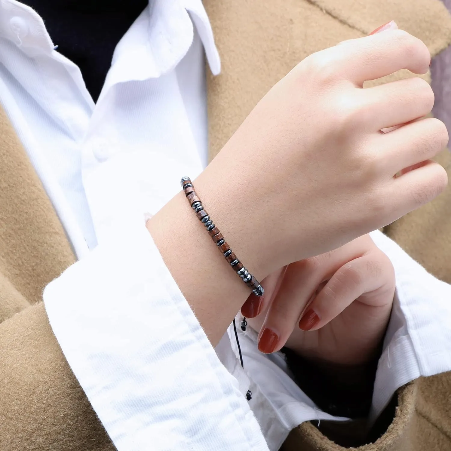 JoycuFF Inspirational Morse Code Bracelets for Women Christmas Birthday Gifts for Her Secret Message Funny Jewelry with Wood Beads for Friend Husband Boy Teens Girlfriend