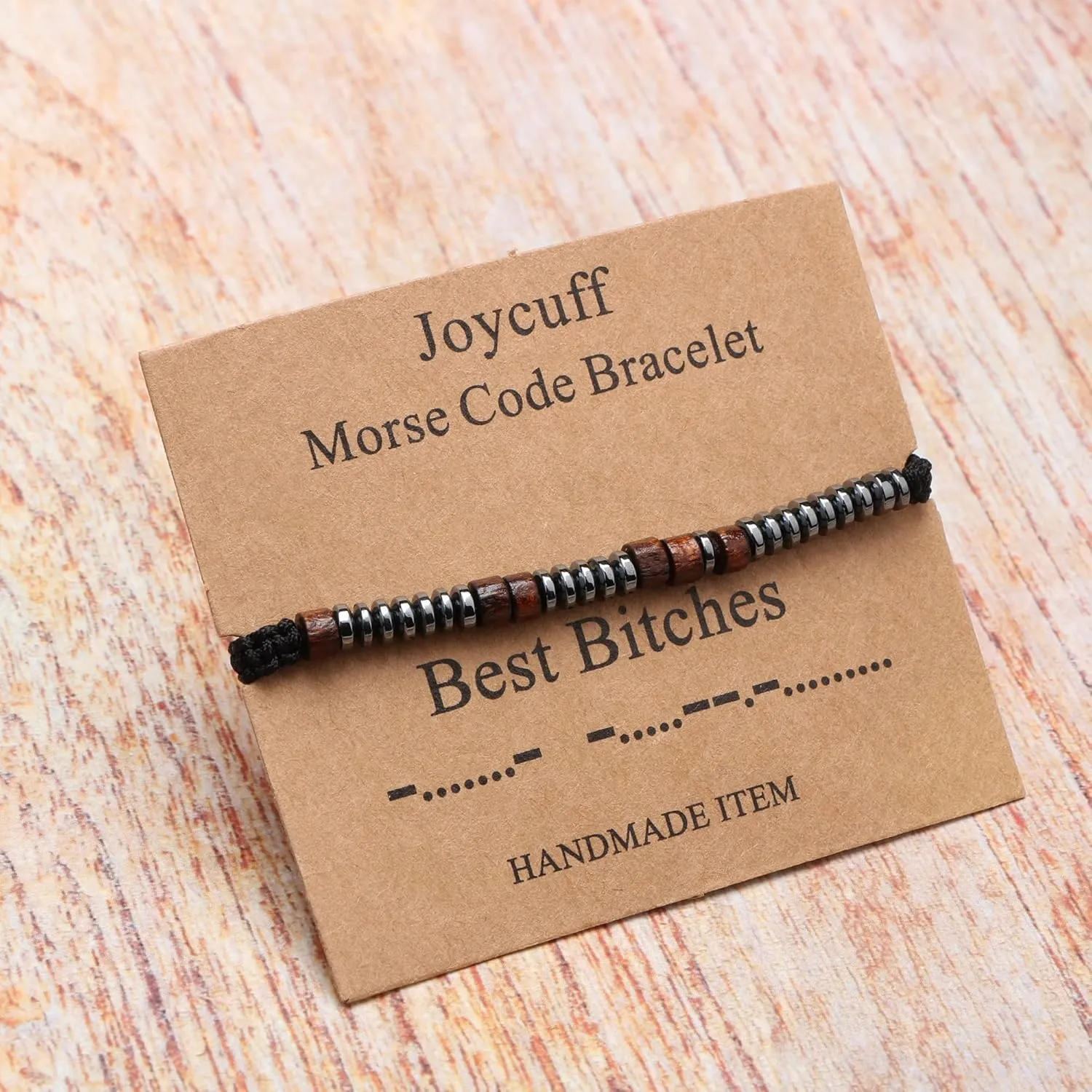 JoycuFF Inspirational Morse Code Bracelets for Women Christmas Birthday Gifts for Her Secret Message Funny Jewelry with Wood Beads for Friend Husband Boy Teens Girlfriend