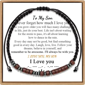 JoycuFF Morse Code Bracelets for Women Men Anniversary Birthday Gifts for Best Friend Mom Daughter Son Boyfriend Girlfriend Husband Grandma Granddaughter Grandson Wrap Strand Wood Bracelet