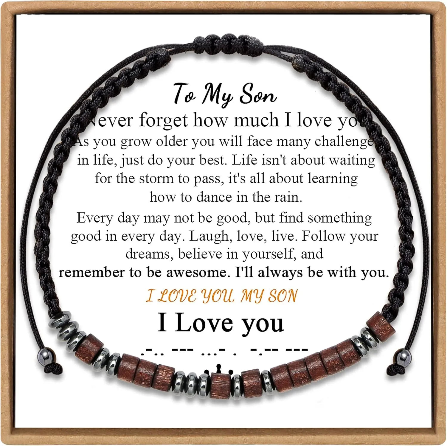 JoycuFF Morse Code Bracelets for Women Men Anniversary Birthday Gifts for Best Friend Mom Daughter Son Boyfriend Girlfriend Husband Grandma Granddaughter Grandson Wrap Strand Wood Bracelet