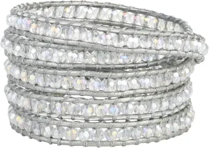 KELITCH Crystal Beaded 5 Wrap Bracelets,Easy Adjustable Leather Cuff Bracelet with Slider Opening,Handmade Jewelry