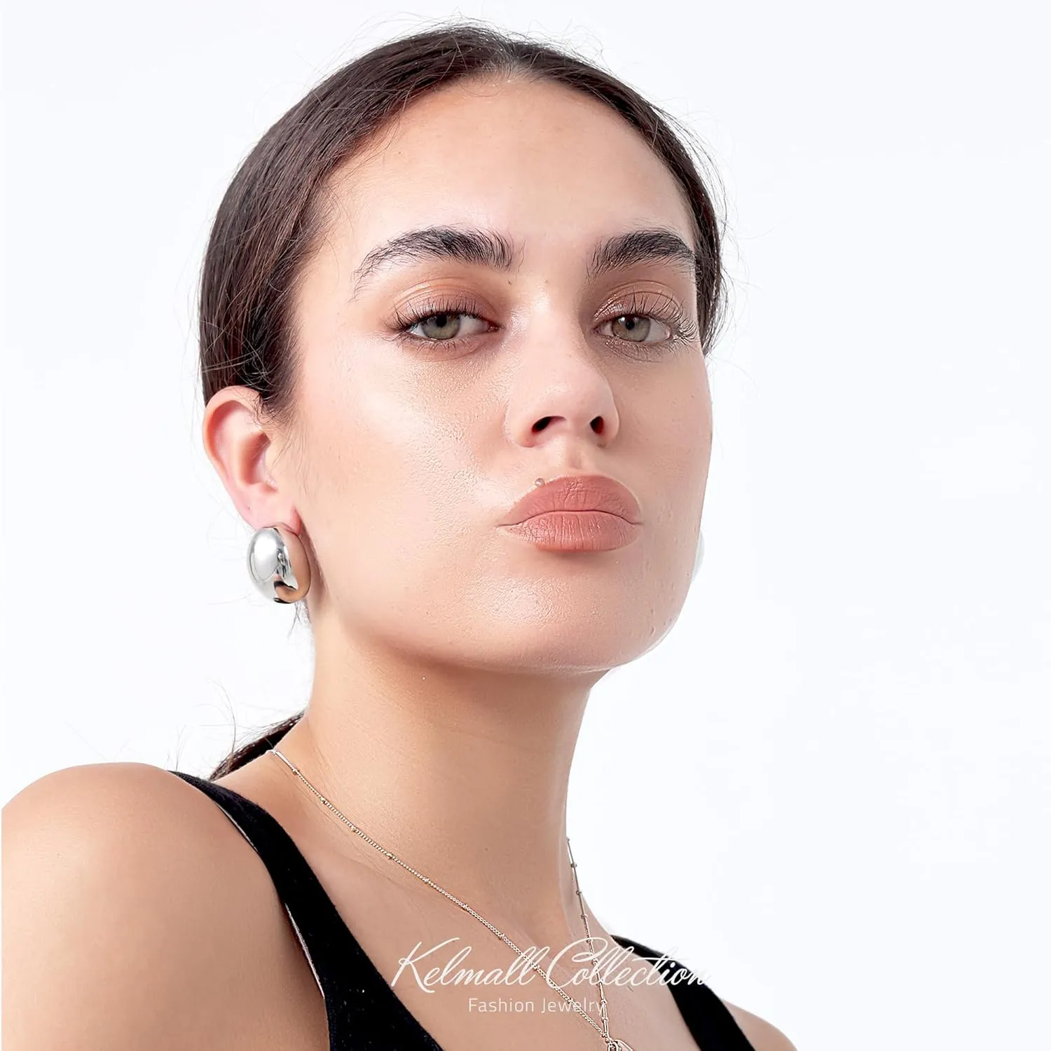 KELMALL 14K Gold Hoop Earrings for Women, Hypoallergenic Chunky Teardrop Round Non Tarnish Drop Statement Earrings for Sensitive Ears