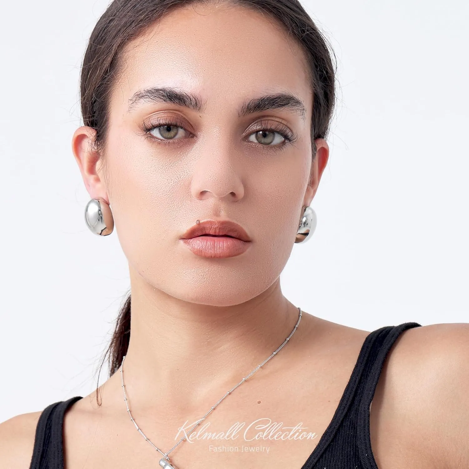 KELMALL 14K Gold Hoop Earrings for Women, Hypoallergenic Chunky Teardrop Round Non Tarnish Drop Statement Earrings for Sensitive Ears