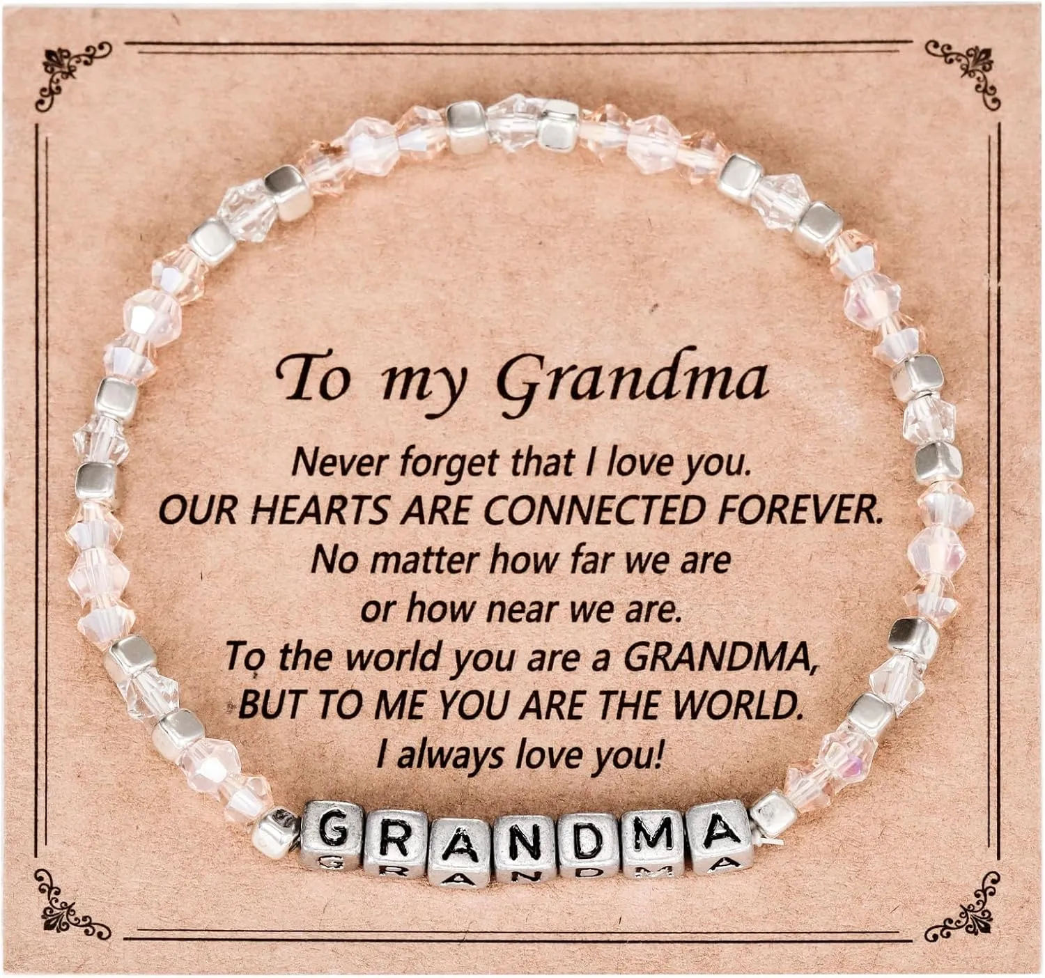 Kivosliv Grandma Bracelets for Women Gifts from Grandkids Best Birthday Mothers Day Jewelry for Grandma Beaded Bracelet