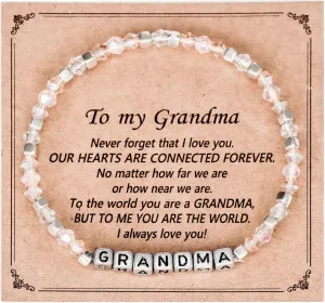 Kivosliv Grandma Bracelets for Women Gifts from Grandkids Best Birthday Mothers Day Jewelry for Grandma Beaded Bracelet