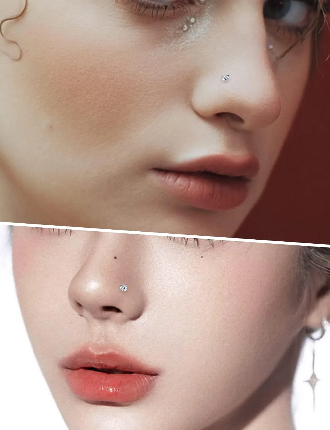 Kridzisw 18G 20G 22G Nose Rings Studs Stainless Steel Cubic Zirconia Nose Nostril Piercing Jewelry for Women Men CZ Size 1.5mm 2mm 2.5mm 3mm 3.5mm 4mm 24Pcs