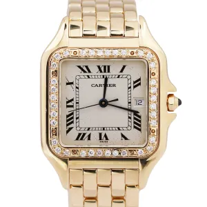 Ladies Cartier Panthere Large 18K Yellow Gold Ivory DIAMOND 29mm Quartz 887968