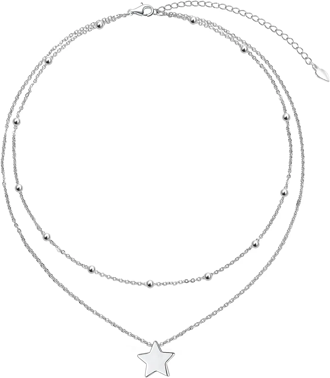 Layered Choker Necklace 925 Sterling Silver Star Moon Clavicle Jewelry Adjustable Lariat Necklaces for Women Girls Birthday Valentine's Day Gifts