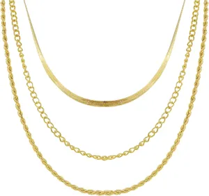 Layered Gold Necklaces for Women,Stackable Dainty 14K Gold Plated Trendy Chain Pendant Necklace,Simple Gold Jewelry Set Gifts for Women (C3)
