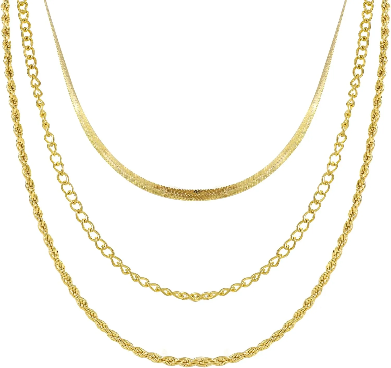 Layered Gold Necklaces for Women,Stackable Dainty 14K Gold Plated Trendy Chain Pendant Necklace,Simple Gold Jewelry Set Gifts for Women (C3)
