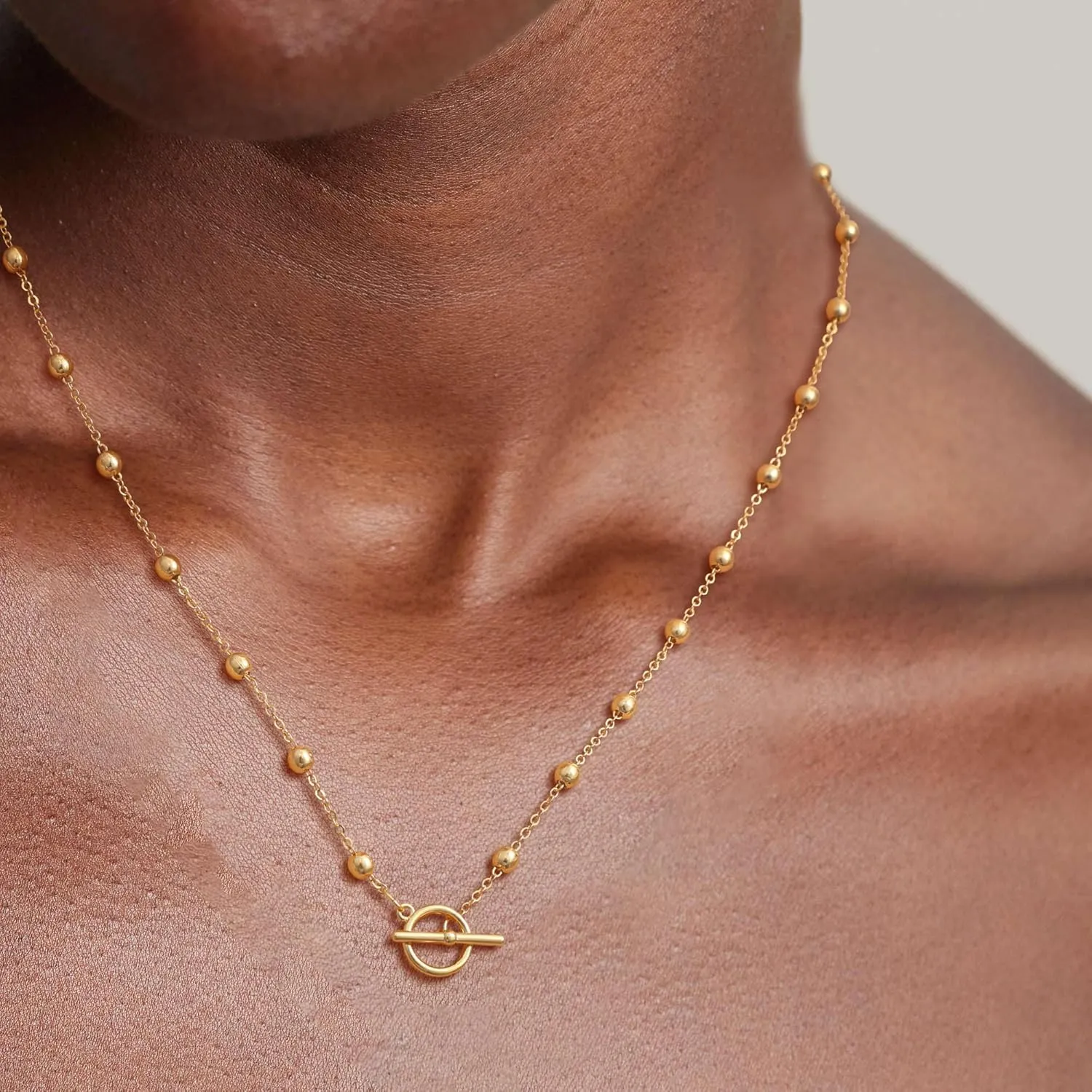 Layered Toggle Clasp Necklaces for Women - 14K Gold Plated Dainty Fashion Paperclip Necklace Heart Pendant Rope Chain Trendy Cuban Link Chunky Chain Choker Jewelry Gift