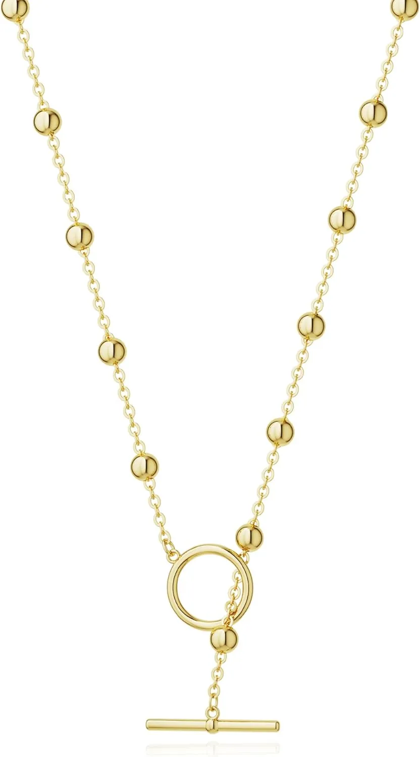 Layered Toggle Clasp Necklaces for Women - 14K Gold Plated Dainty Fashion Paperclip Necklace Heart Pendant Rope Chain Trendy Cuban Link Chunky Chain Choker Jewelry Gift