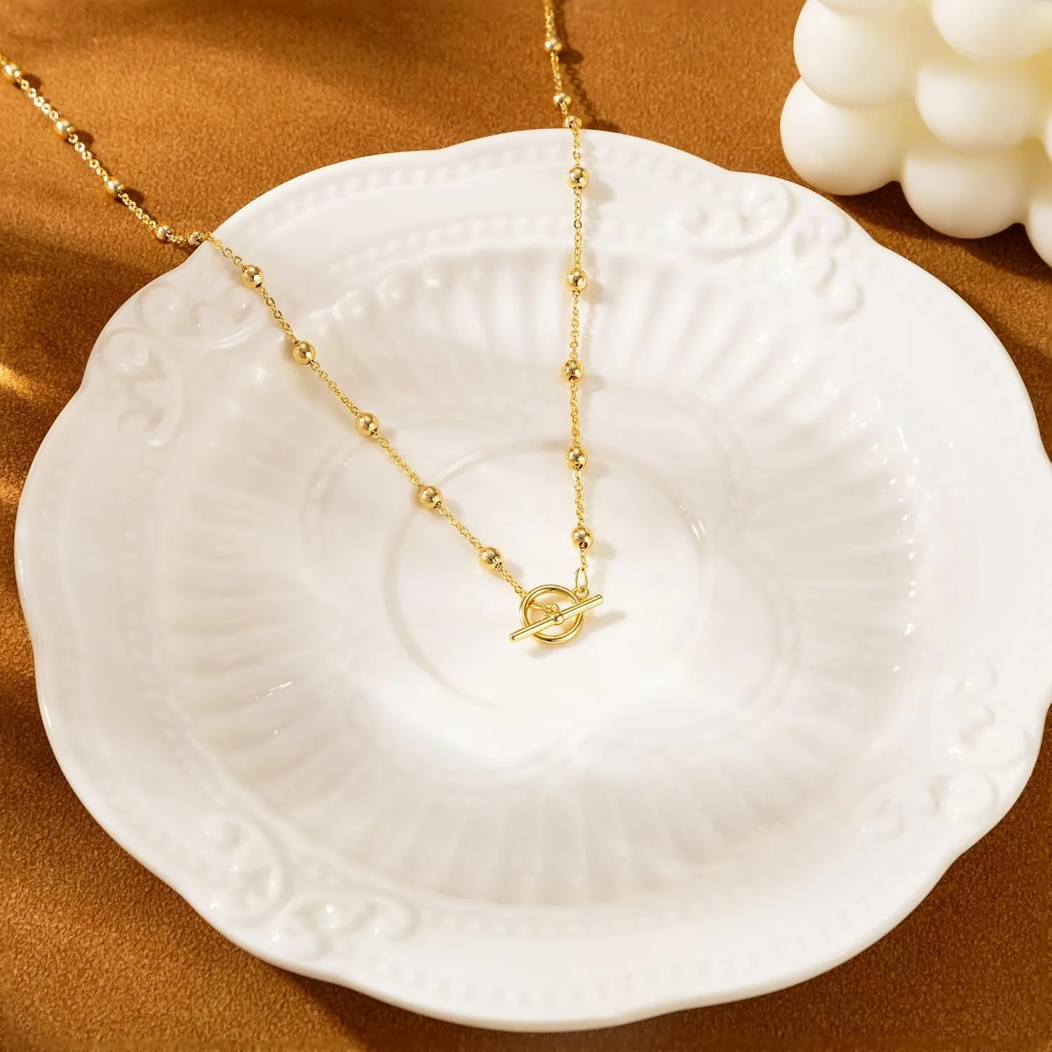Layered Toggle Clasp Necklaces for Women - 14K Gold Plated Dainty Fashion Paperclip Necklace Heart Pendant Rope Chain Trendy Cuban Link Chunky Chain Choker Jewelry Gift