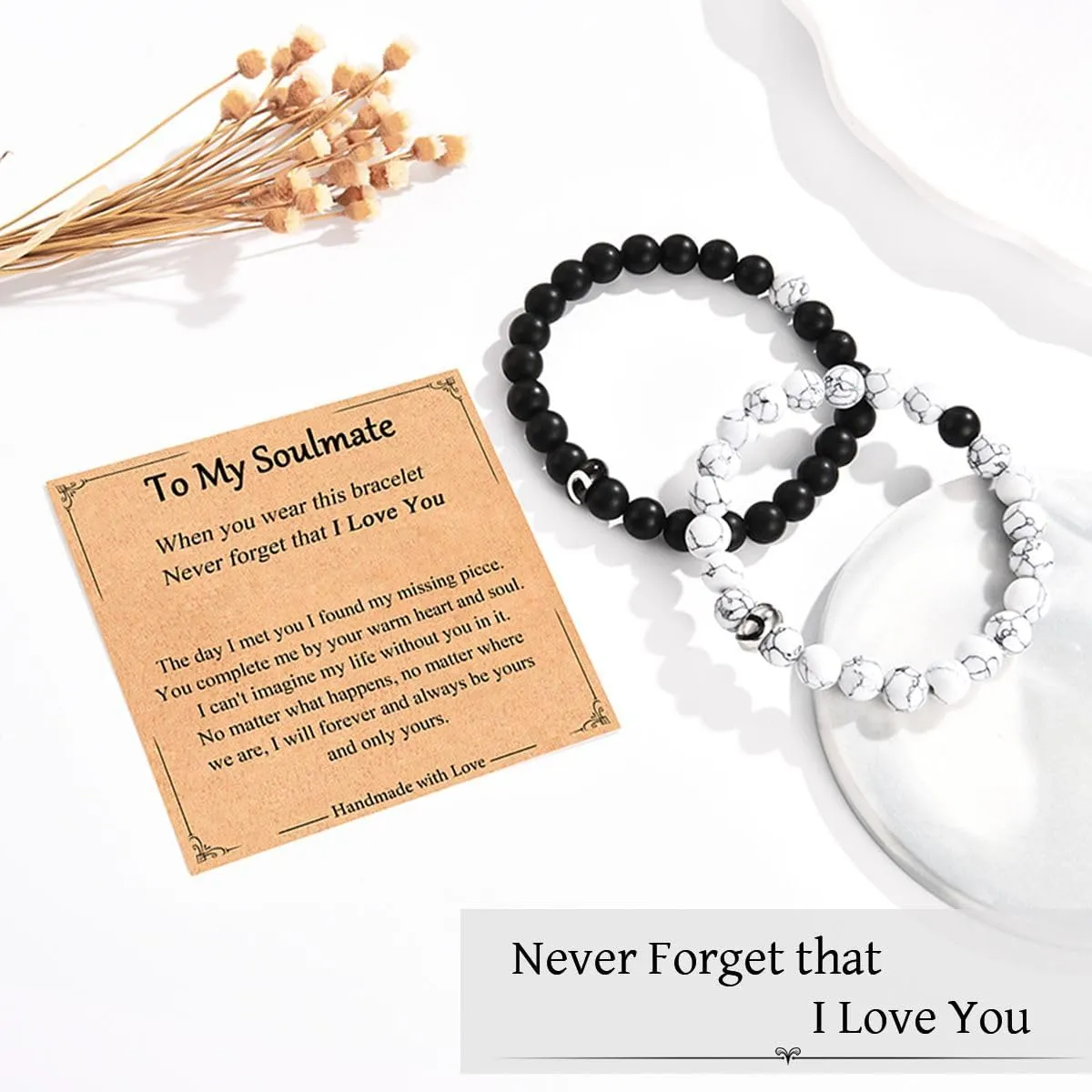 Leyung Matching Bracelets Gifts for Couples Parents Grandparents Man Boyfriend Husband Fiance Soulmate Girlfriend Wife, Long Distance Relationship Anniversary Birthday