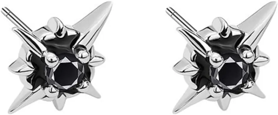 Lightning Bolt Earrings Black Stud Earrings for Men,Minimalist Earrings for Women Black Diamond Earrings Men's Advanced Sense of North Star Earrings (Black Zircon)