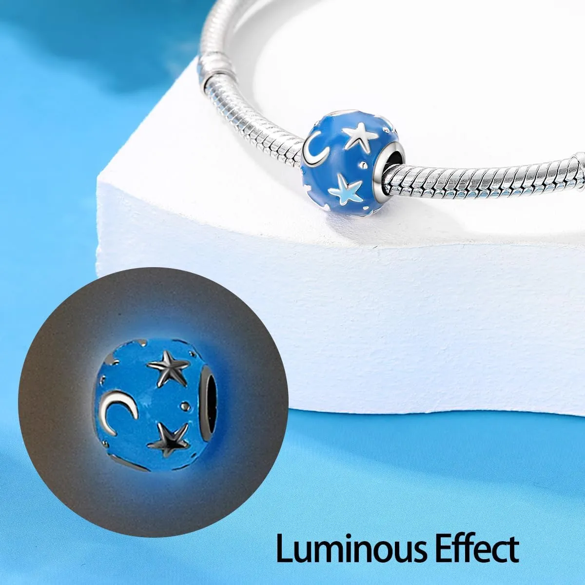 LNQOBU 925 Sterling Silver Charms Color-changing Chameleon Dangle Charms Beads Glow in the Dark Charms fits Charms Bracelets and Necklace Charms Jewelry Gift for Women