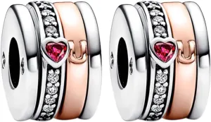 Love and Heart Charms 925 Sterling Silver for Bracelets and Necklaces Red Rose Charm Beads Mother's Day Jewelry for Women