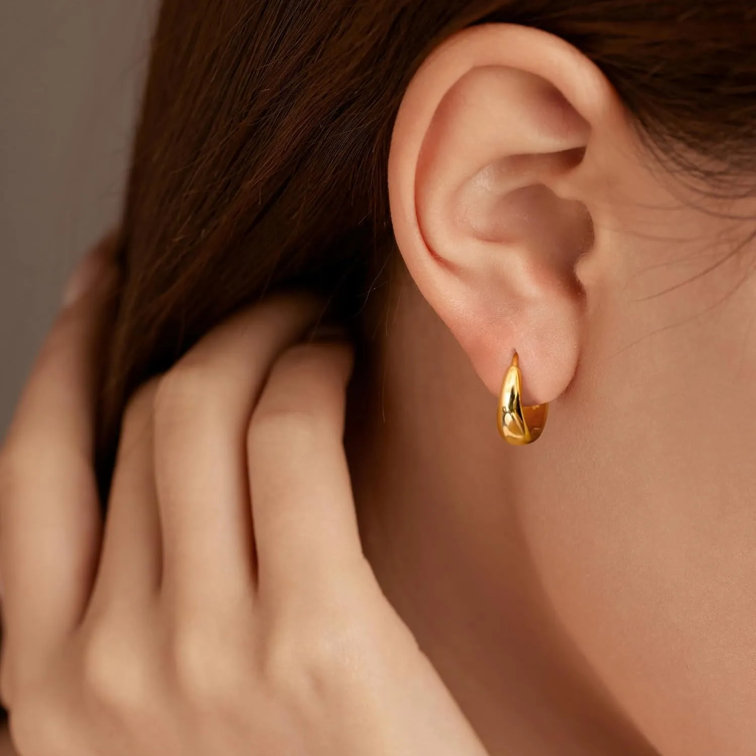 LOVECOM 14K Gold Plated Chunky Hoops Earrings for Women 925 Sterling Silver Thick Lightweight Huggie Earrings to Daughter Hollow Hypoallergenic Earrings Jewelry Birthday Graduation Gifts for Her
