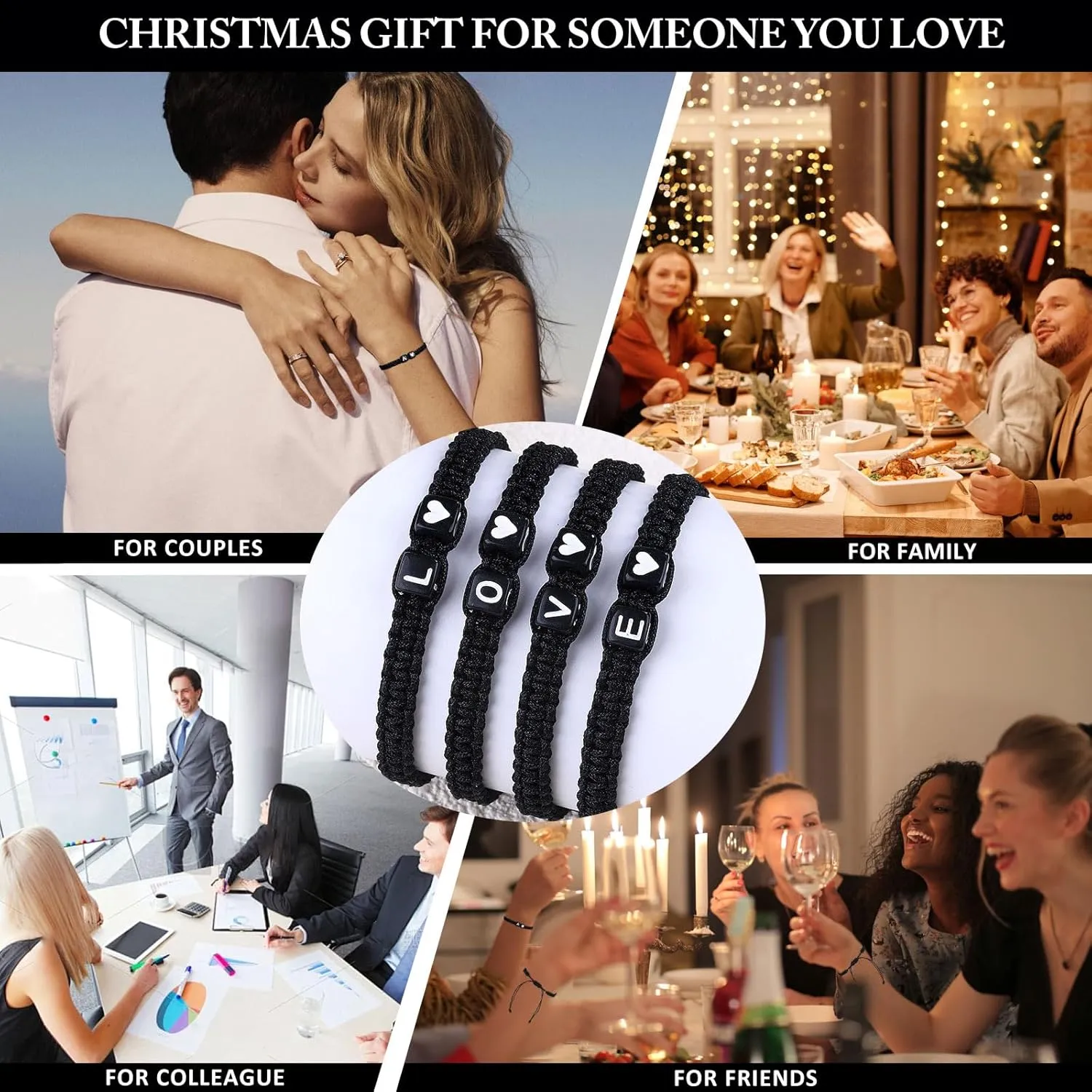 Matching Couple Bracelets Letter Initial Bracelet for Men Women Cute Anniversary Christmas Gifts Long Distance Couple Gifts for Him Her Boyfriend Girlfriend Son Daughter (C)