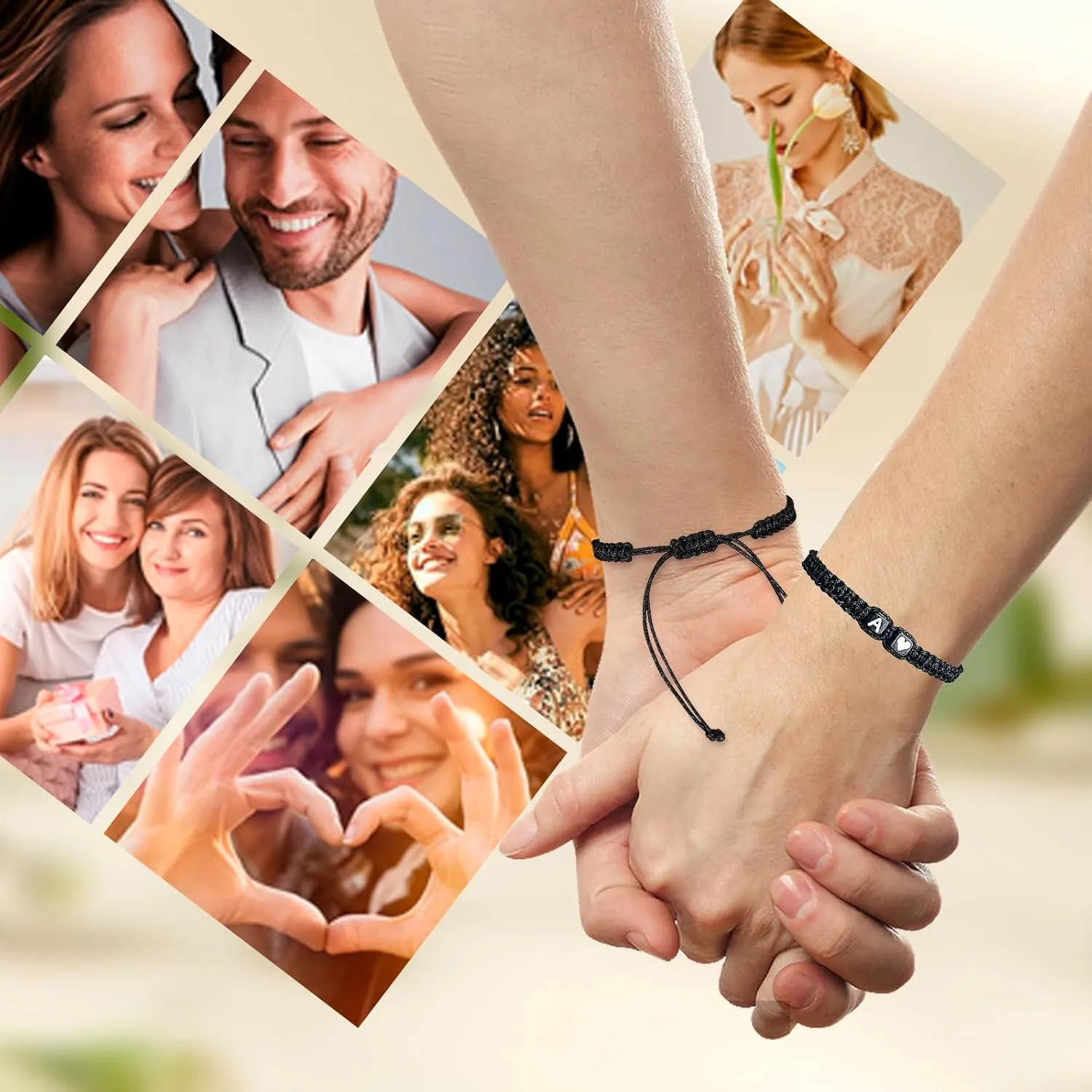 Matching Couple Bracelets Letter Initial Bracelet for Men Women Cute Anniversary Christmas Gifts Long Distance Couple Gifts for Him Her Boyfriend Girlfriend Son Daughter (C)