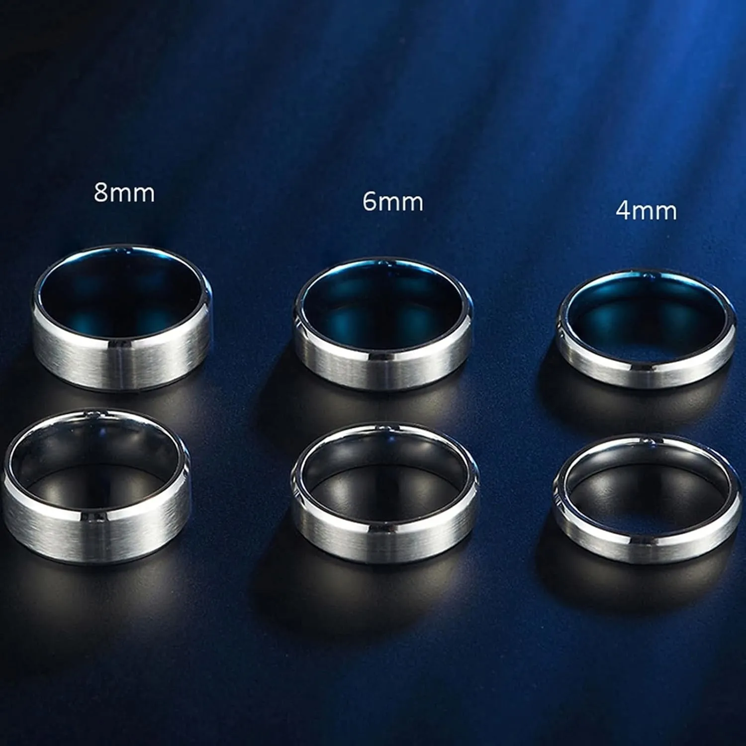 Matching Promise Rings Silver Ring Plain Matte Band, Stainless Steel Couple Rings