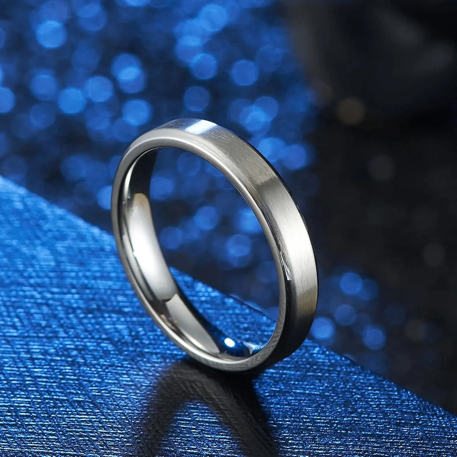 Matching Promise Rings Silver Ring Plain Matte Band, Stainless Steel Couple Rings