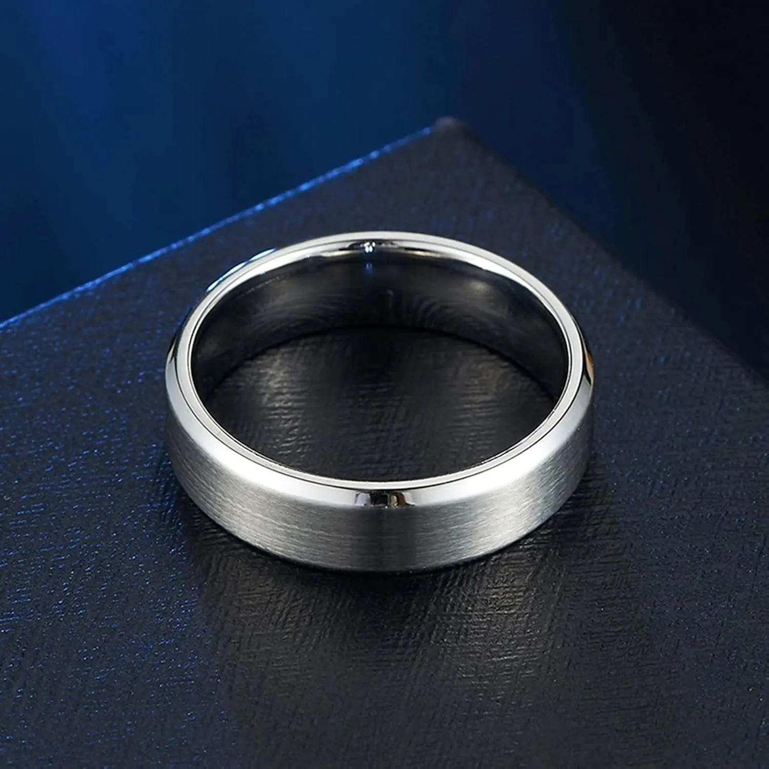 Matching Promise Rings Silver Ring Plain Matte Band, Stainless Steel Couple Rings
