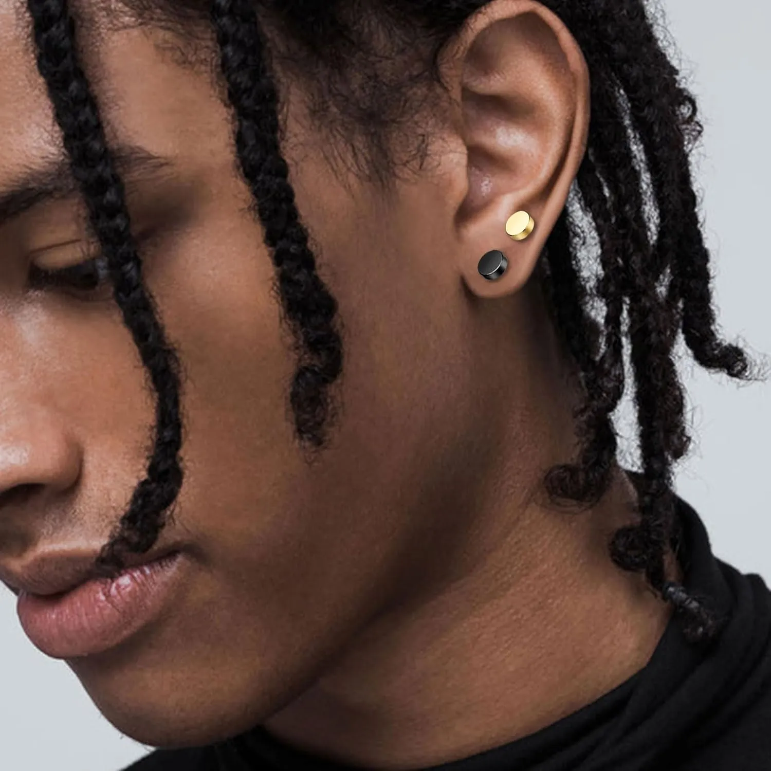MDFUN 316L Stainless Steel Stud Earrings for Men Women Screw Flat Back Earrings Faux Gauges Ear Dot Stud Earrings 4-9 MM