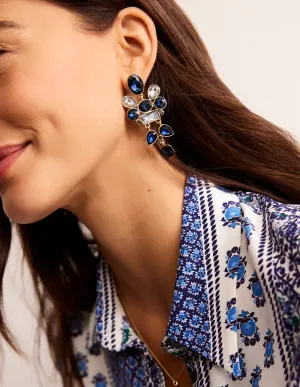 Mega Cluster Jewel Earrings-Blue