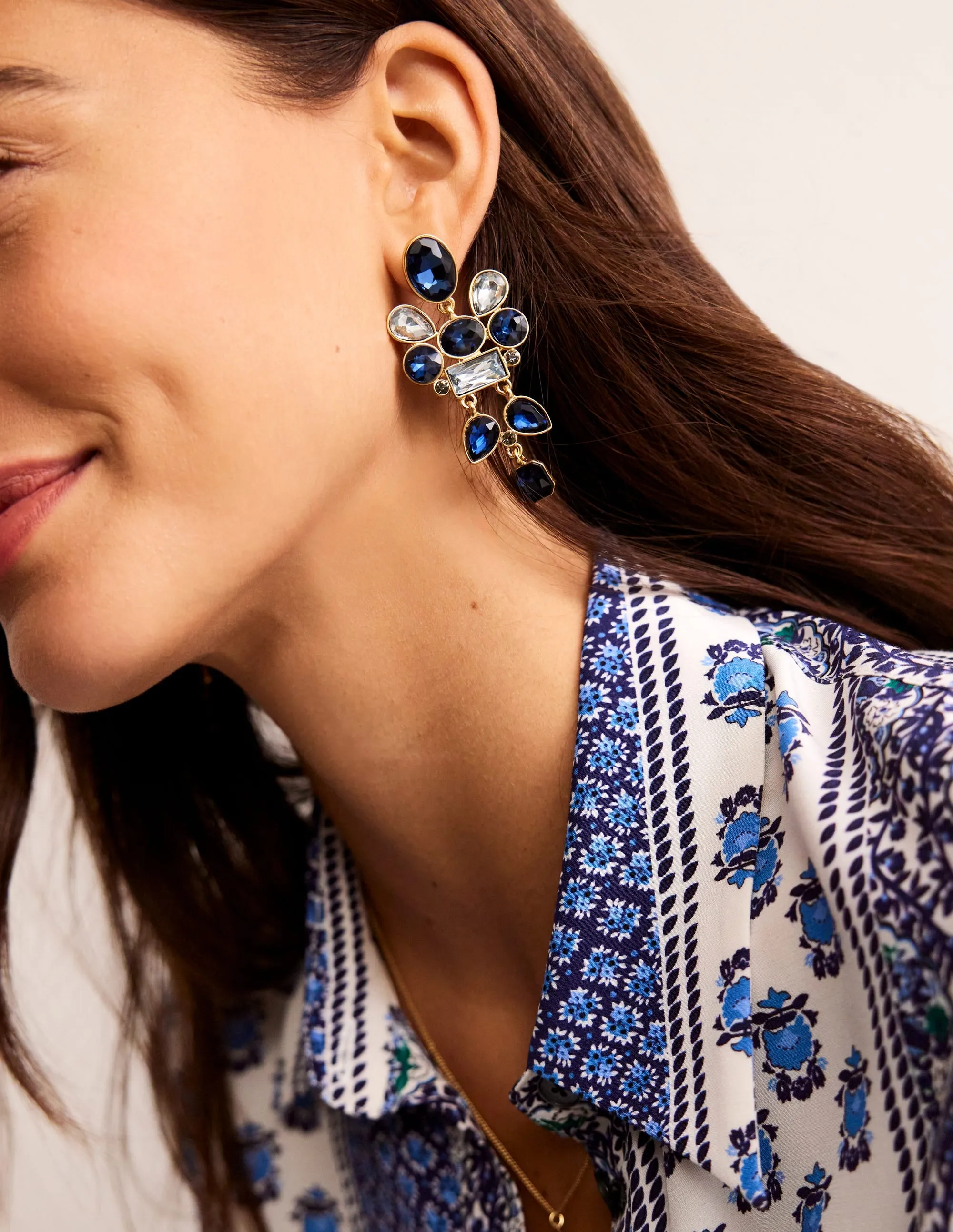 Mega Cluster Jewel Earrings-Blue