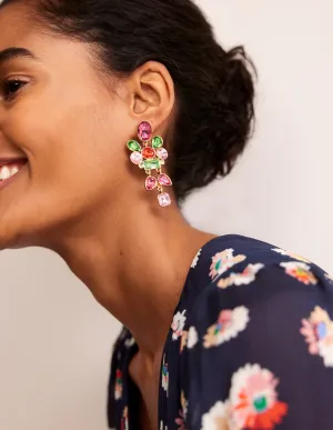 Mega Cluster Jewel Earrings-Pink