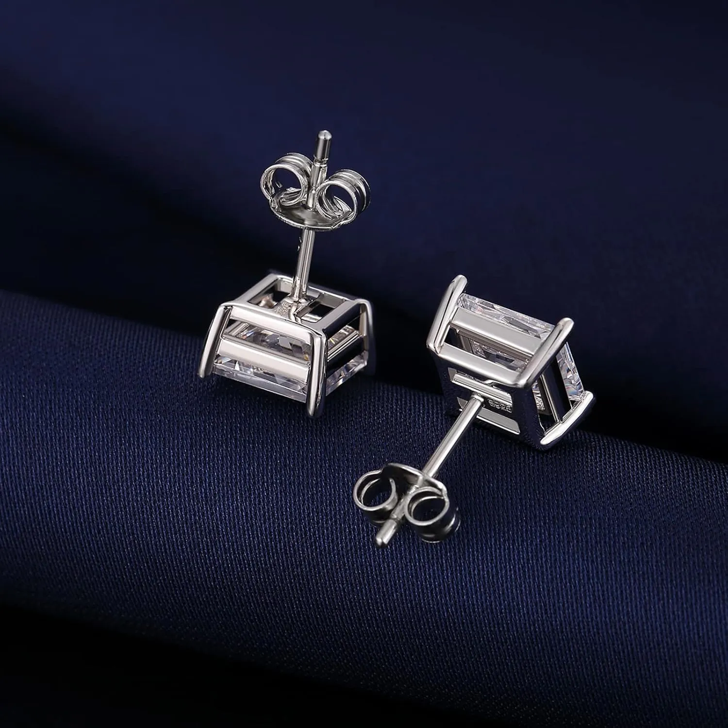 Men Stud Earrings 925 Sterling Silver Stud Earrings for Women/Men, Stud Earring with 5A  Cubic Zirconia Hypoallergenic Earrings for Unisex 4MM-8MM