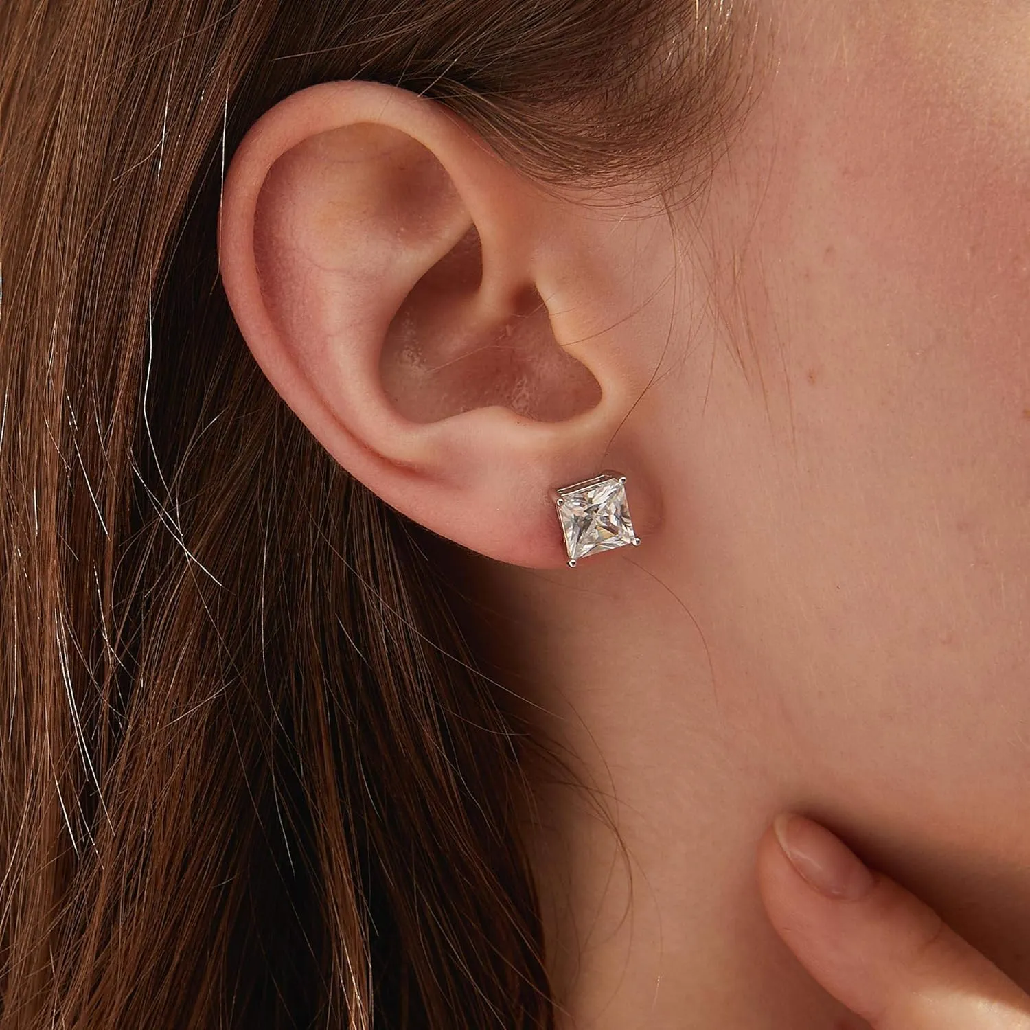 Men Stud Earrings 925 Sterling Silver Stud Earrings for Women/Men, Stud Earring with 5A  Cubic Zirconia Hypoallergenic Earrings for Unisex 4MM-8MM