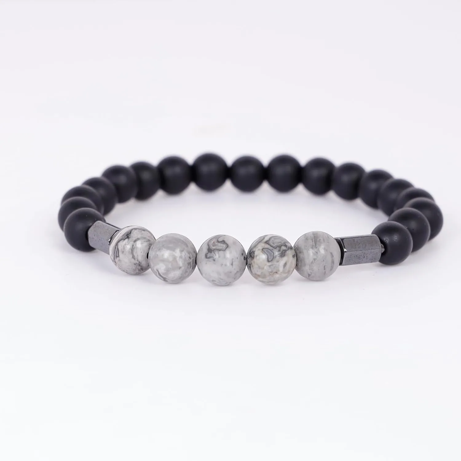 Men's Cross Beads Bracelet 8MM Black Hemitate Bracelet Men Religious Jewelry Healing Crystal Cross Bracelet