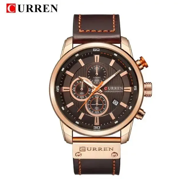 Men's Leather Sports Chronograph Watch