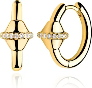 MEVECCO Women Gold Huggie Hoop Earrings 18K Gold Plated Ear Stud Cuff Diamond Red Green CZ Turquoise Inlay Half Sleeper Tiny Boho Beach Simple Mini Cute Delicate Handmade Jewelry Gift