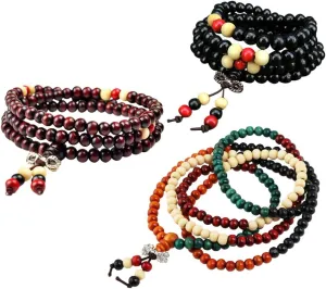 Milisten 3pcs Wood Bracelet Mala Bead Bracelets 8mm Sandalwood Prayer Bracelet Buddha Bracelet for Prayer Women Men random style