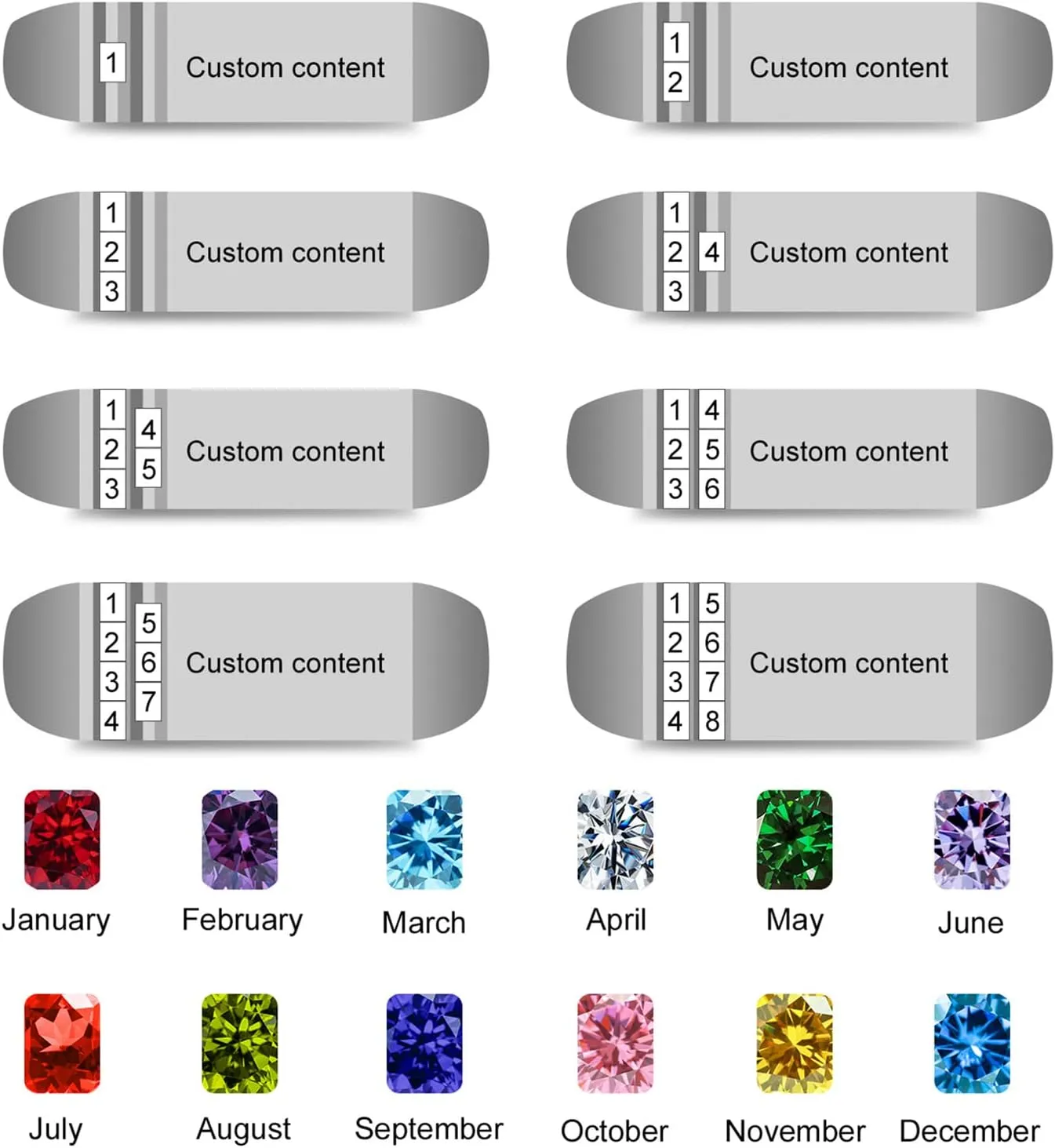 MissNaNa Mens Custom Rings Personalized Father Ring with Simulated Birthstones DAD Birthstones Ring for Men Birthday Christmas Father's Day Gifts for Men