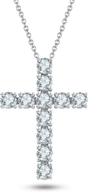 Moissanite Cross Necklace for Women Men,Sterling Silver Cross Necklaces for Women Men D Color VVS1 1.28CTTW/1.8CTTW/3.3CTTW,Christian Gift for Women Men